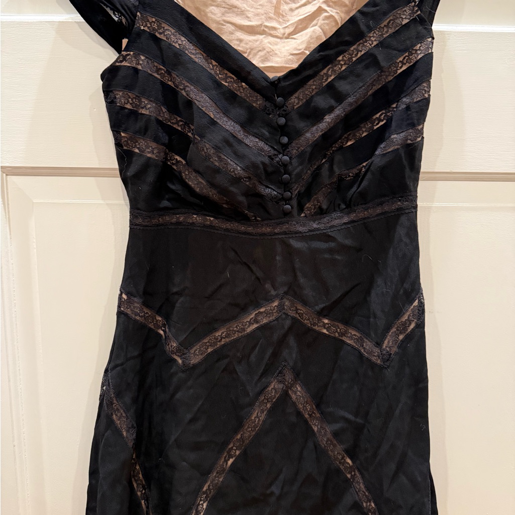 Free People Black And Tan Lace And Button Detail Sz 8
